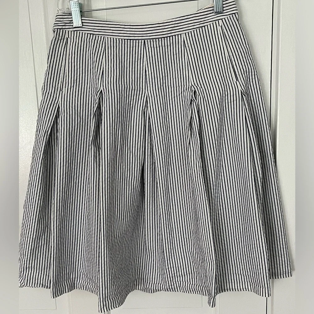 J. Crew Black and White A-Line Striped Skirt